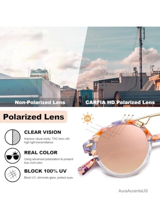 Retro Lady Sunglasses Polarized UV Protection Embossed Pattern Wire Core